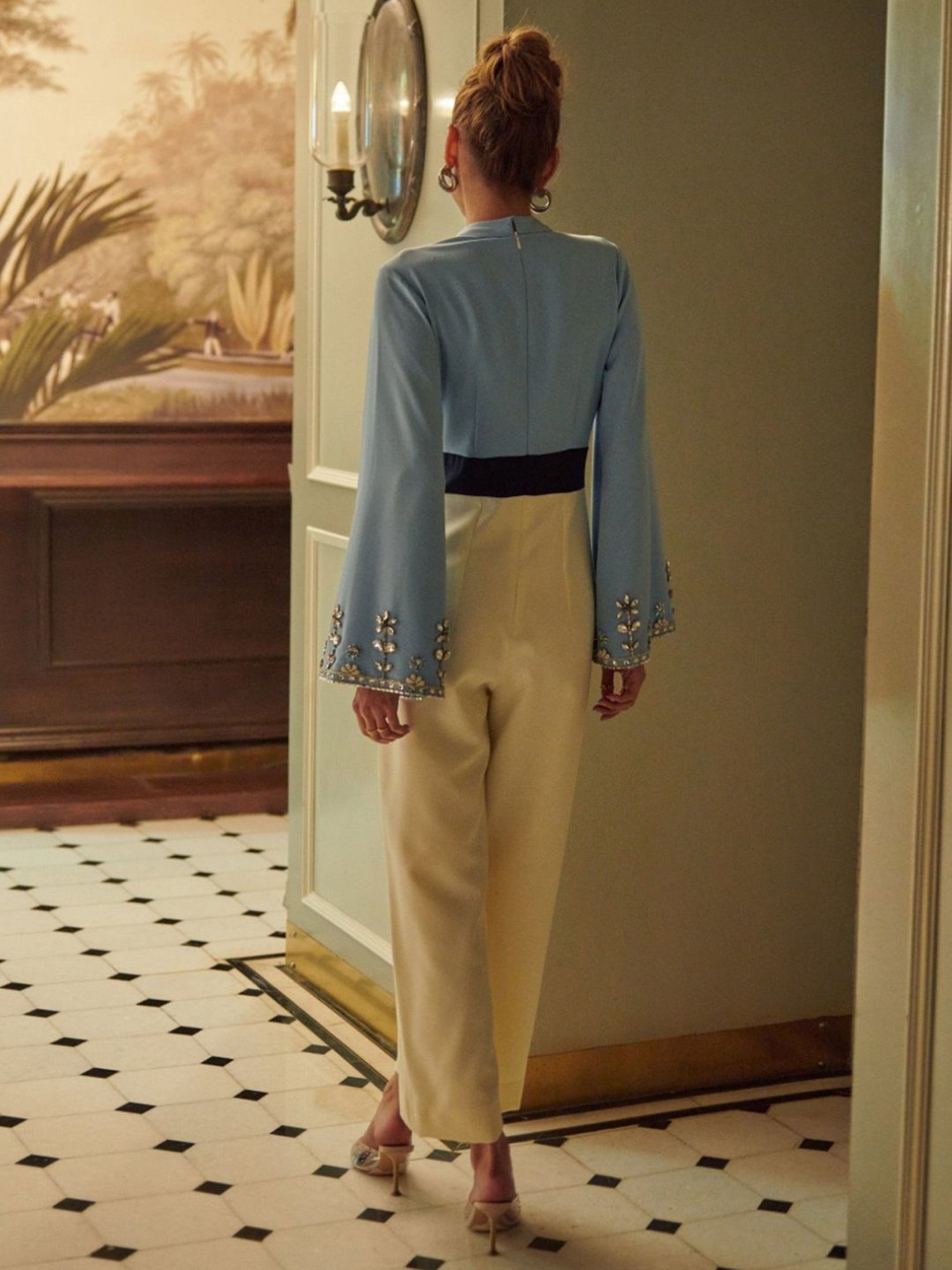 Cin Cin Blue & White Audace Party Edit Kristine Jumpsuit