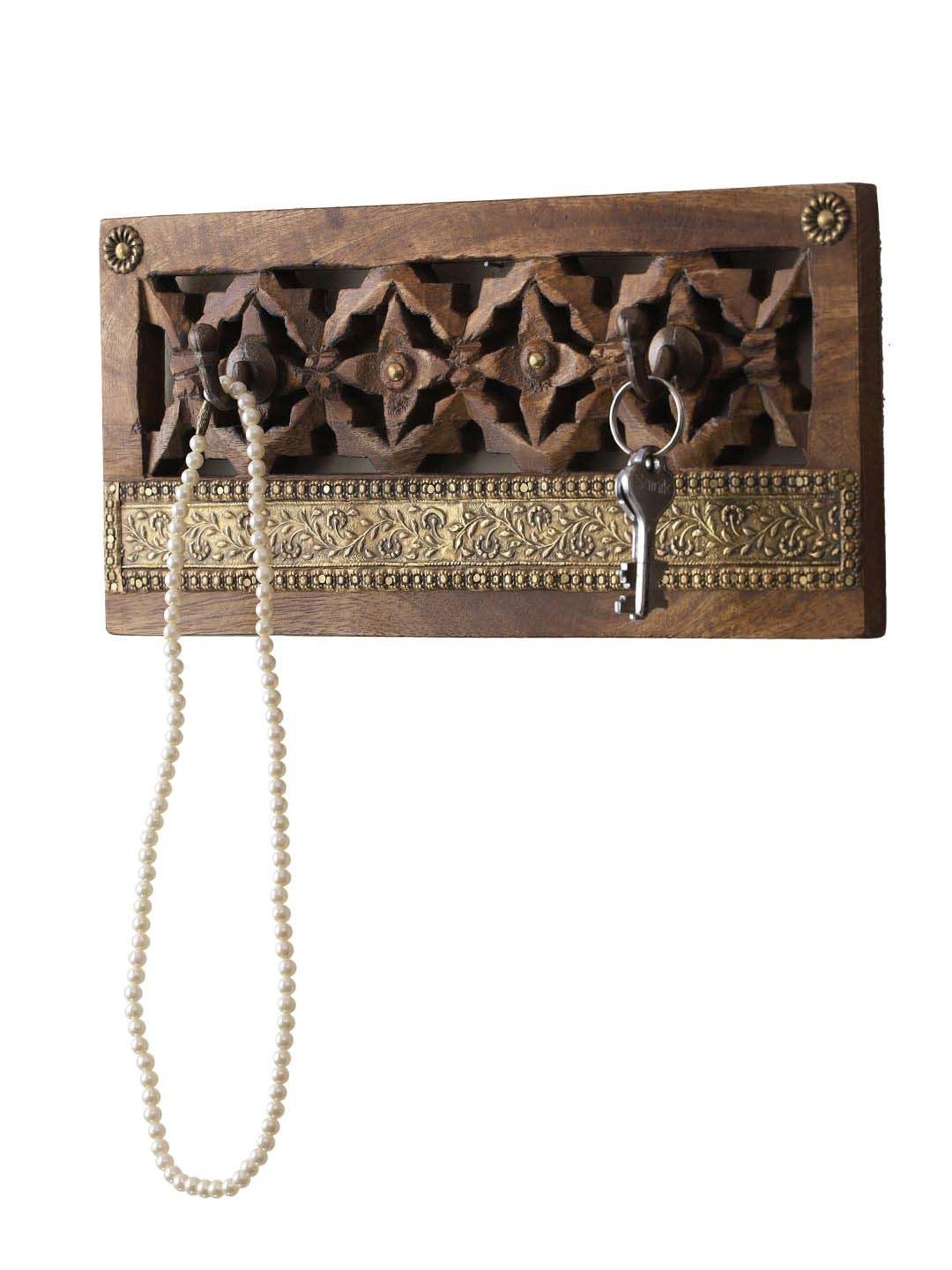 Art Street Black Mdf Jharokha Jali Square Hanging Ornaments Wall Art - Set of 4