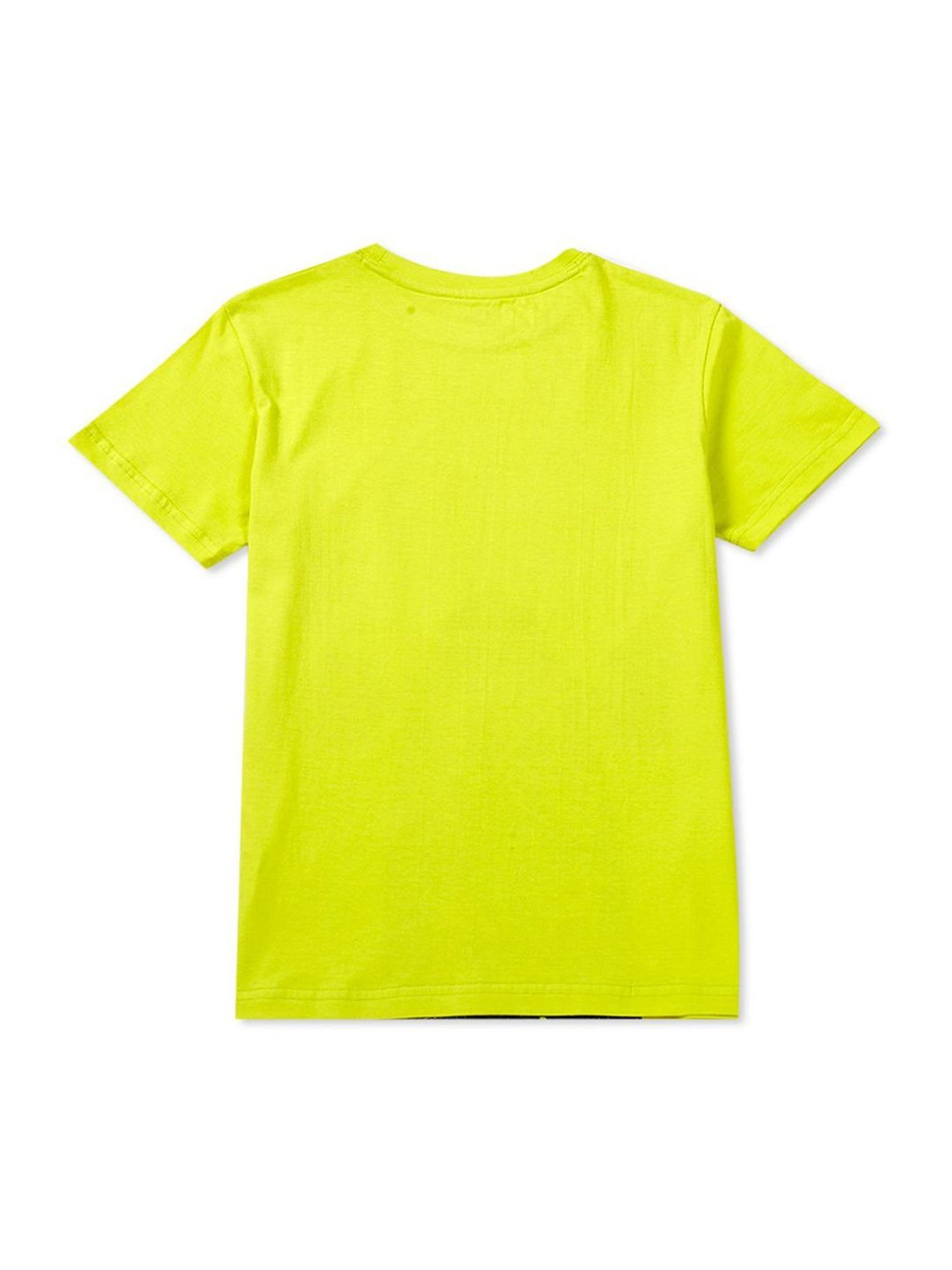 Palm Tree Boys Green & Navy Cotton Printed T-Shirt