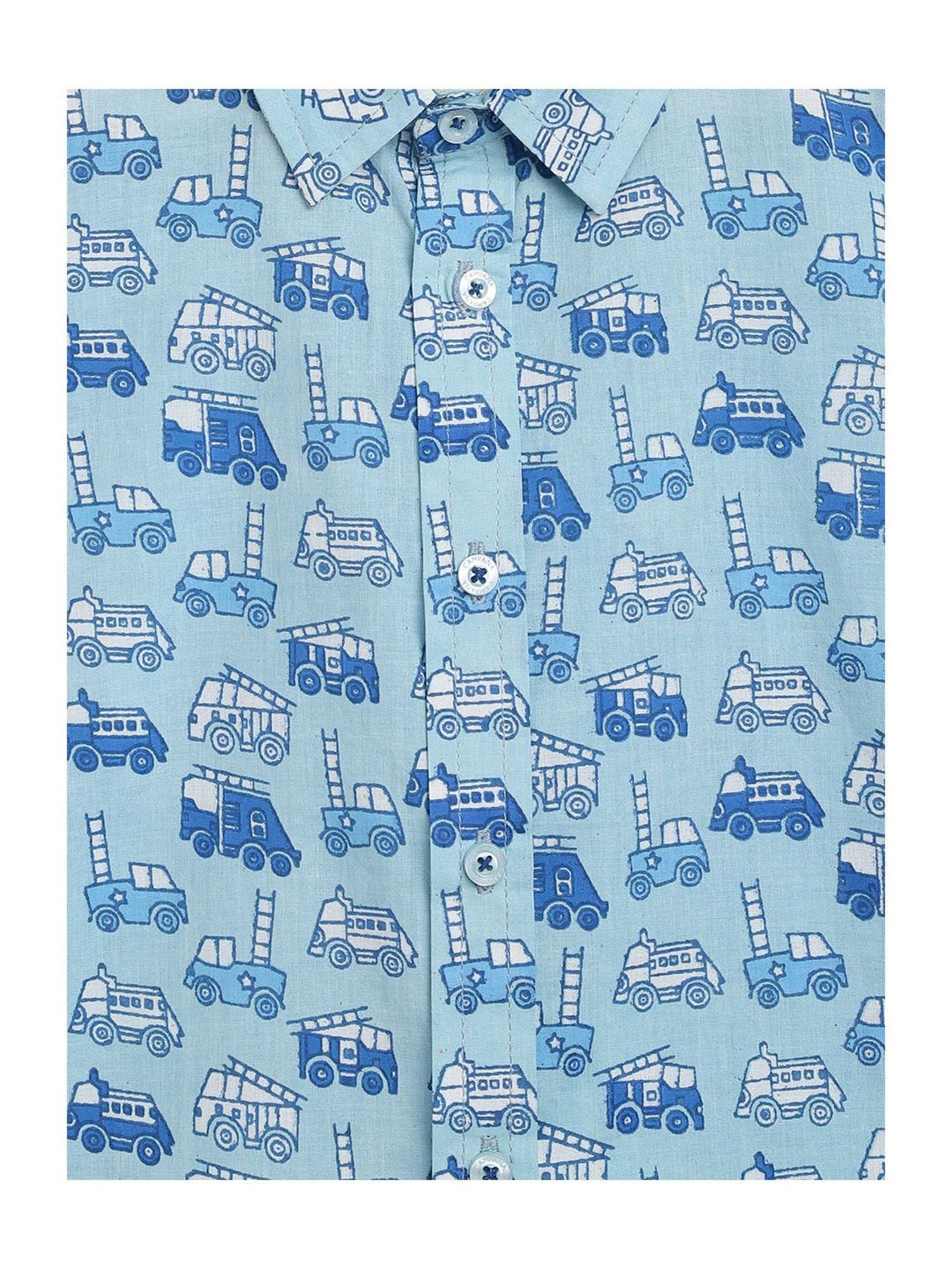 Campana Kids Sky Blue Printed Shirt
