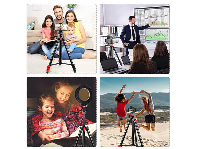 Portable Phone Tripod 44" Adjustable Travel Video Tripod Stand with Phone Mount Holder Compatible with Cell Phone Tripod, Action Camera Tripod, DSLR Tripod with Wireless Remote Shutter, PH13