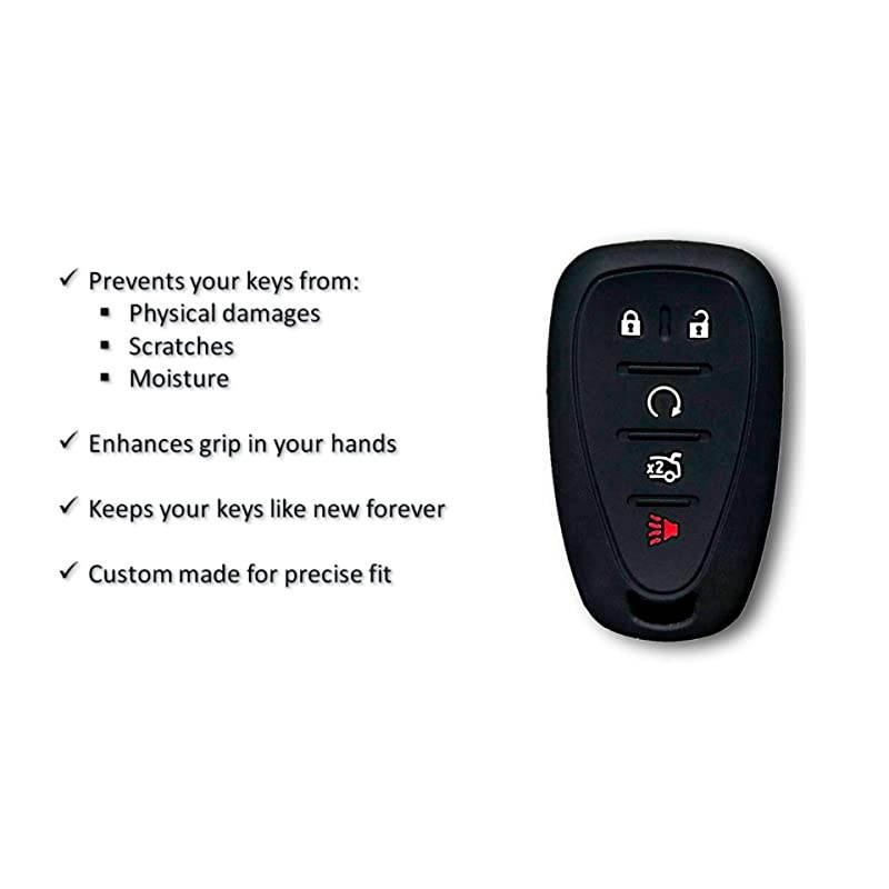 Silicone Key Fob Cover for 2019 2018 2017 Chevy Malibu Camaro Trax Traverse Sonic Cruze Volt Equinox Spark | Car Accessory for Chevrolet | Key Protection Case 2 Pcs Black