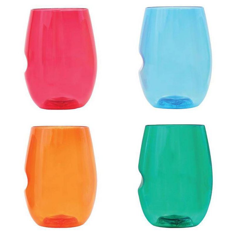 GoVino 16oz 4pk Plastic Jewel Wine Glasses