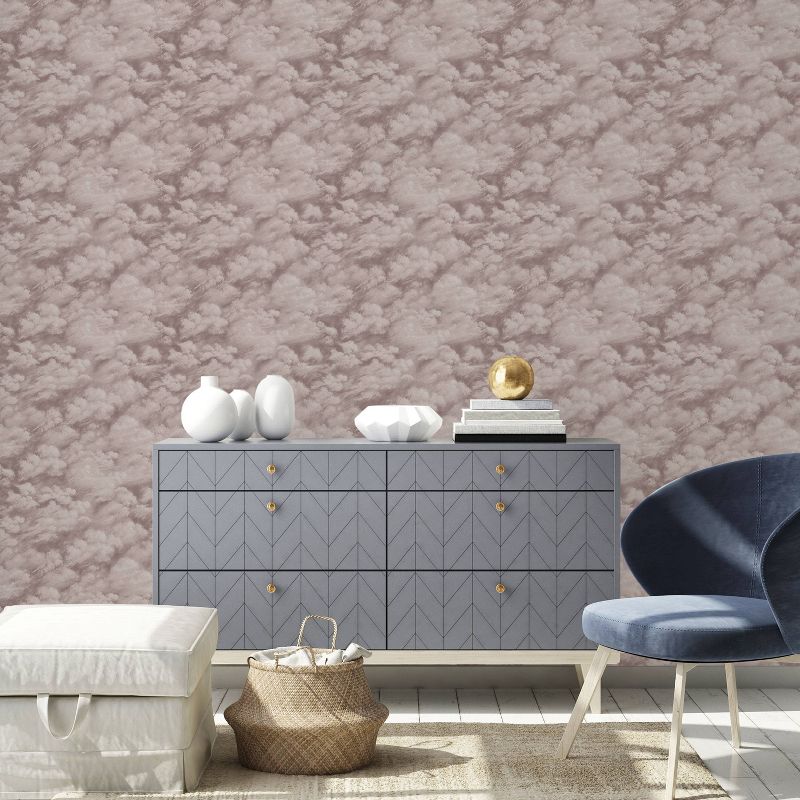 Tempaper Clouds Fog Self-Adhesive Removable Wallpaper Brown/Gray