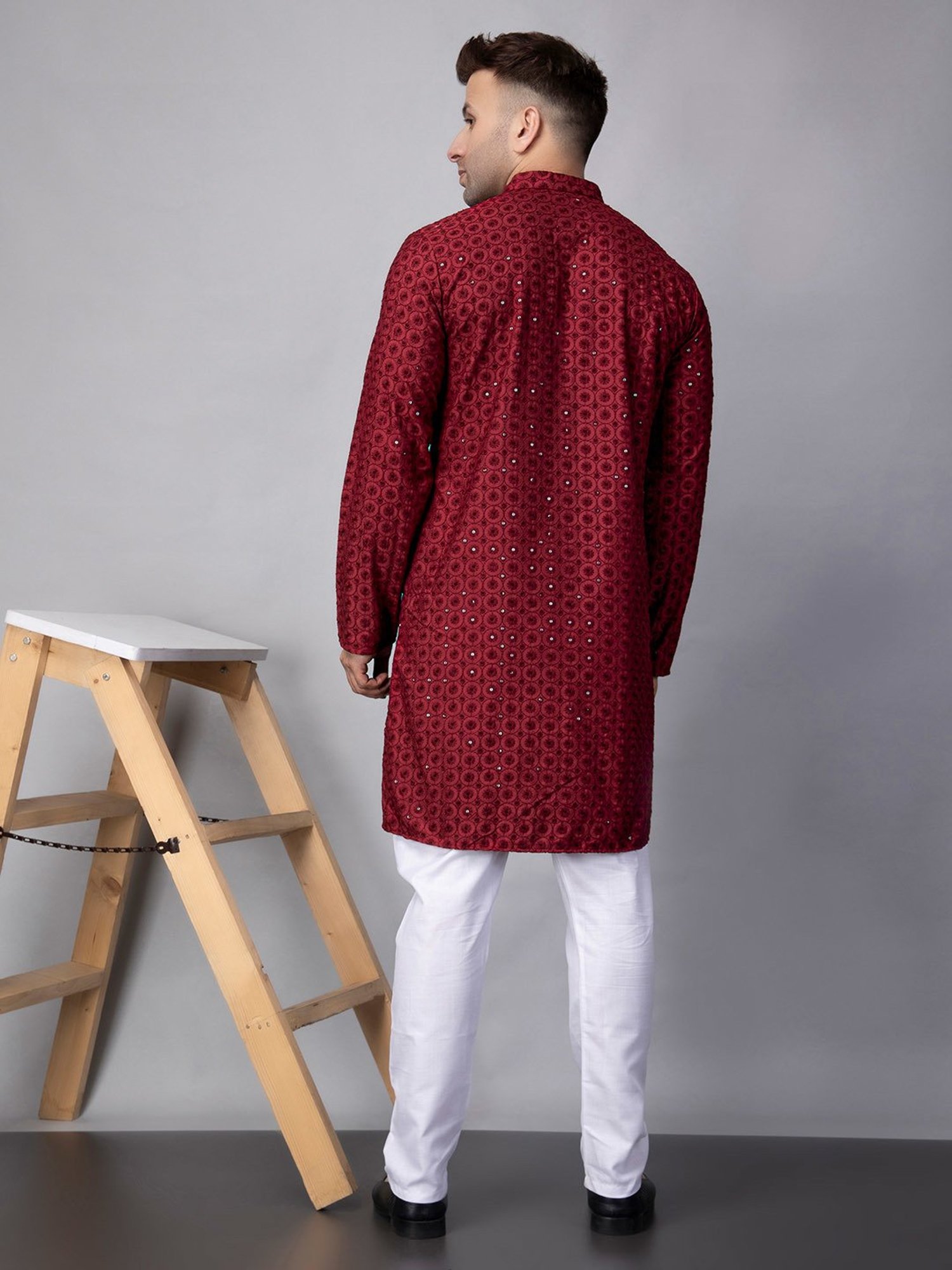 Sanwara Sea Green & White Cotton Regular Fit Chikankari Kurta Bottom Set