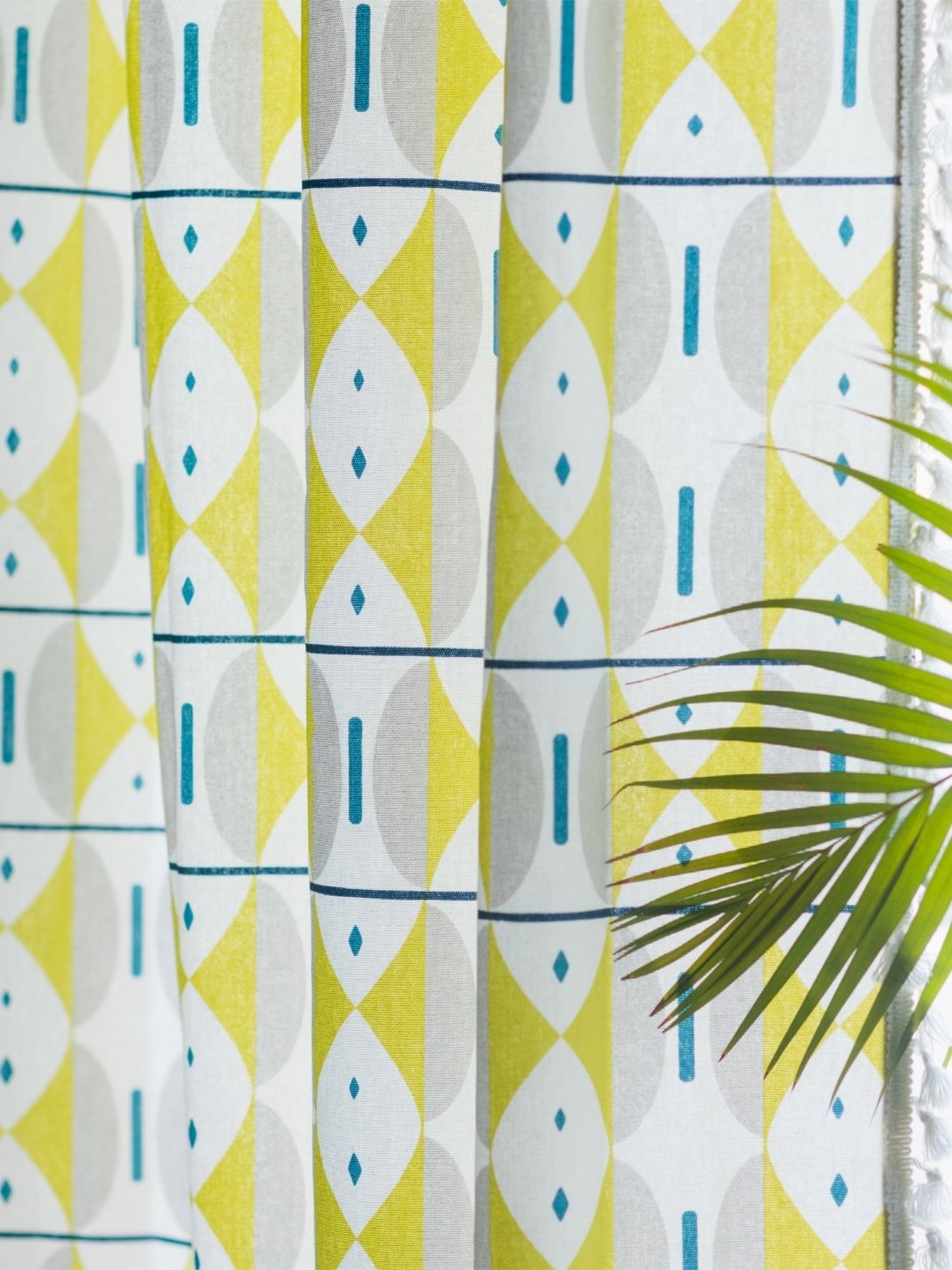 Urban Space Printed Yellow & White Cotton 5 ft Boho Window Curtain