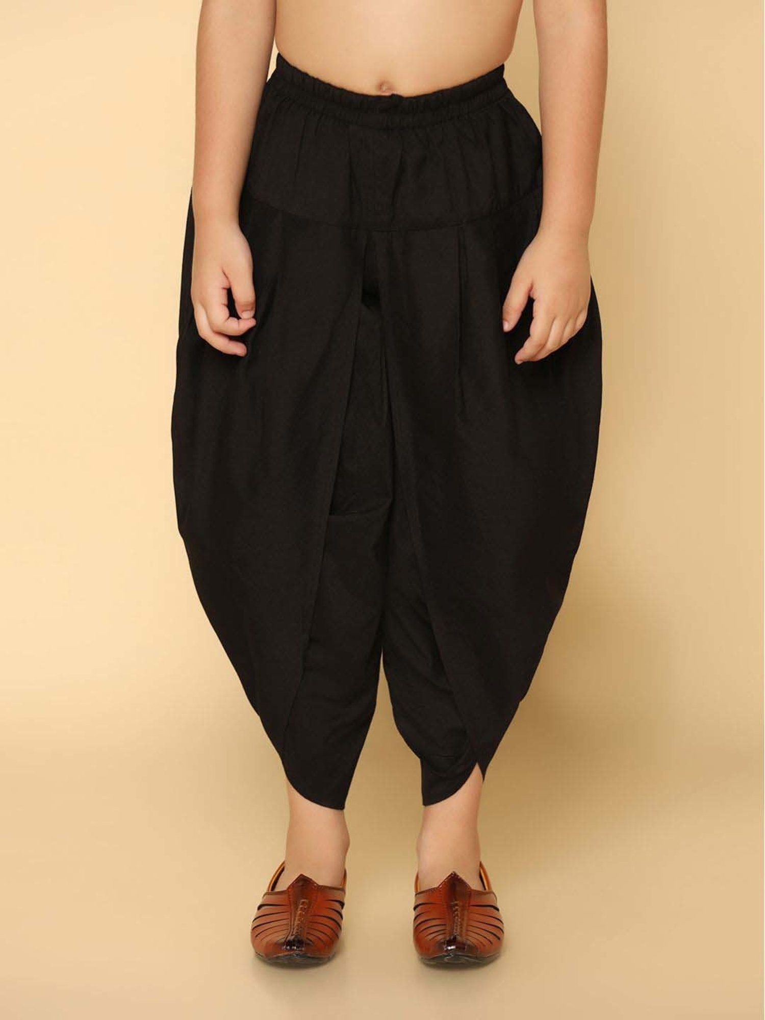 KISAH Kids Black Cotton Regular Fit Dhoti Pants