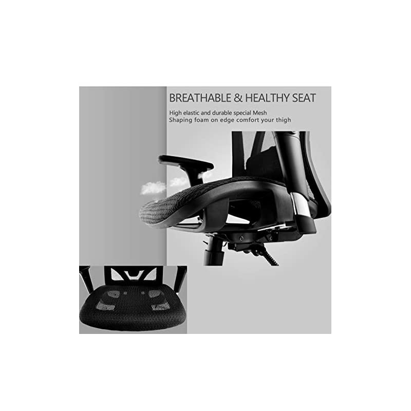Ergonomic Office Chair with Adjustable 3D Armrest, Headrest and Lumbar Support - High Back Mesh Chair with Breathable Mesh Seat- Reclinable Computer Desk Chair