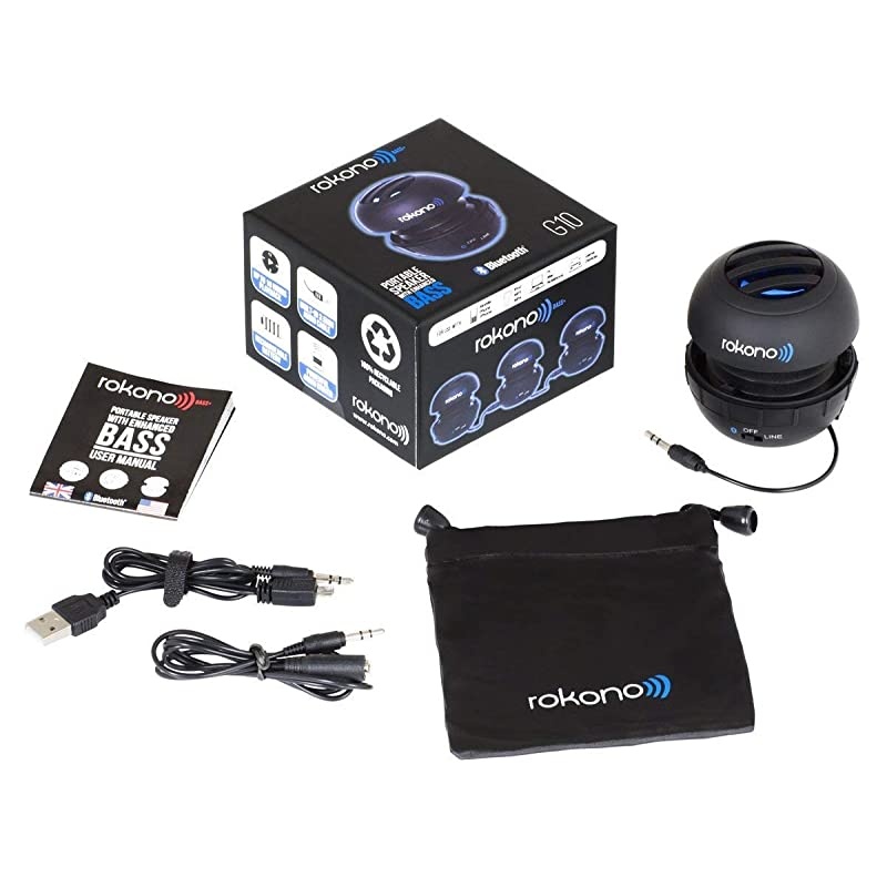 BASS+ G10 Mini Bluetooth Speaker for iPhone, iPad, iPod, MP3 Player, Laptop - Black