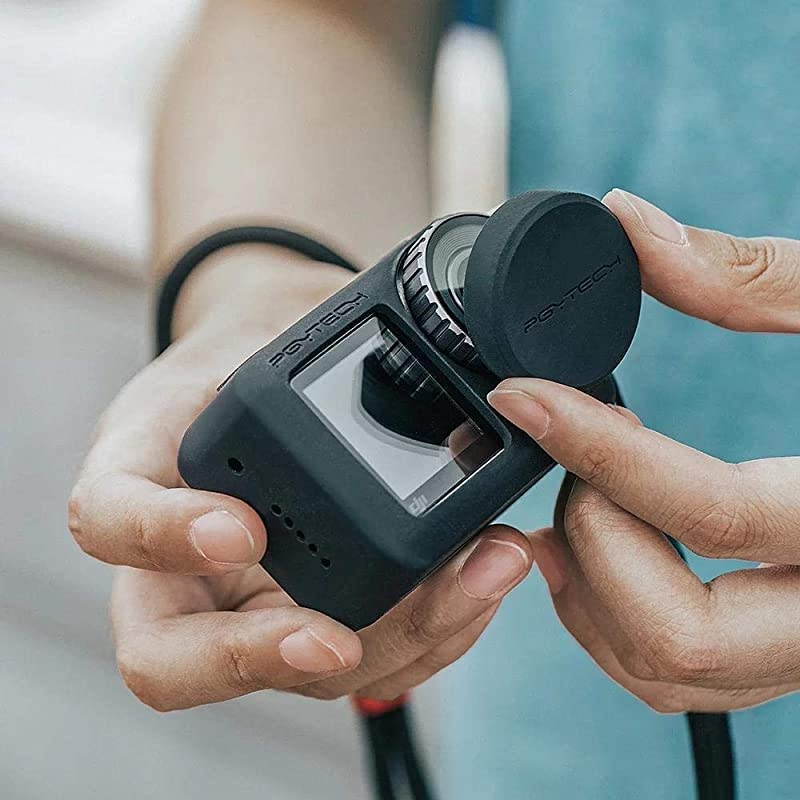 Huaye OSMO Compact Action 4K Waterproof Camera Sport Type-C Cable Protector Lens Hood Cage Compatible with DJI OSMO Action Camera Accessories ( OSMO Action Silicone Rubber Black Case)