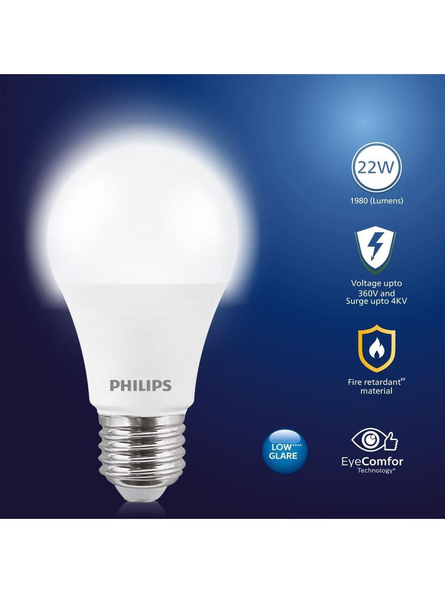 Philips 22-Watt E27 AceBright High Wattage LED Light Bulb for Home (Crystal White)
