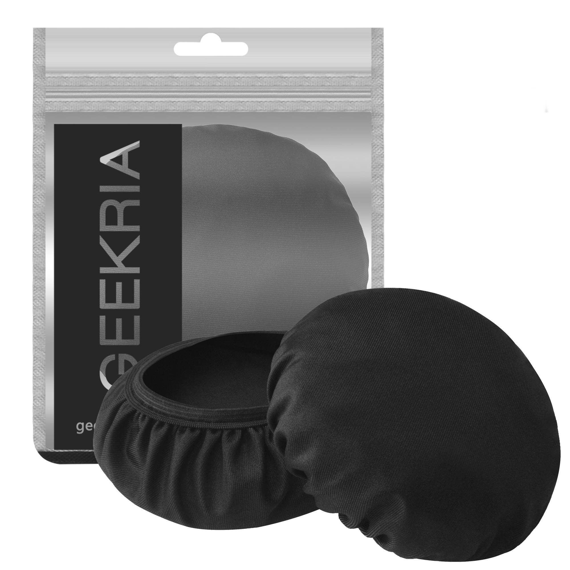Geekria Flex Fabric Earphone Covers / Stretchable and Washable Sanitary Earcup Protectors, Like AKG K240 STUDIO, K702, SONY PS4 Gold Headphone, Fits 4"-6" Over-Ear Headset Earpads (Black, 2 Pairs)