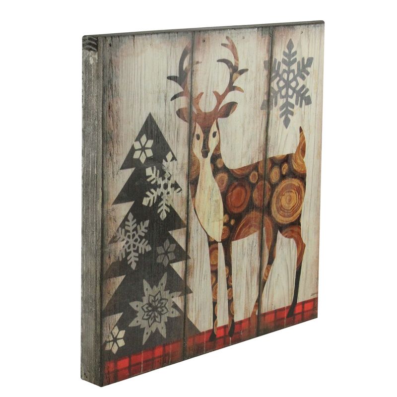 Raz Imports 13.75" Alpine Chic Buck Standing in Woods with Snowflakes Wall Art Plaque