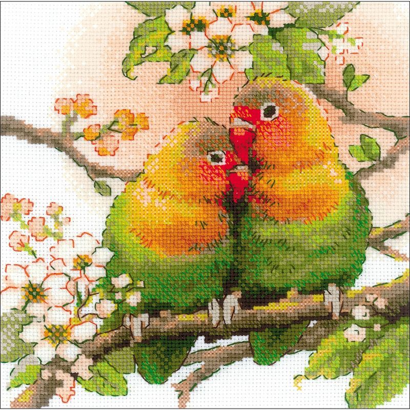 RIOLIS Counted Cross Stitch Kit 7.75"X7.75"-Lovebirds (14 Count)