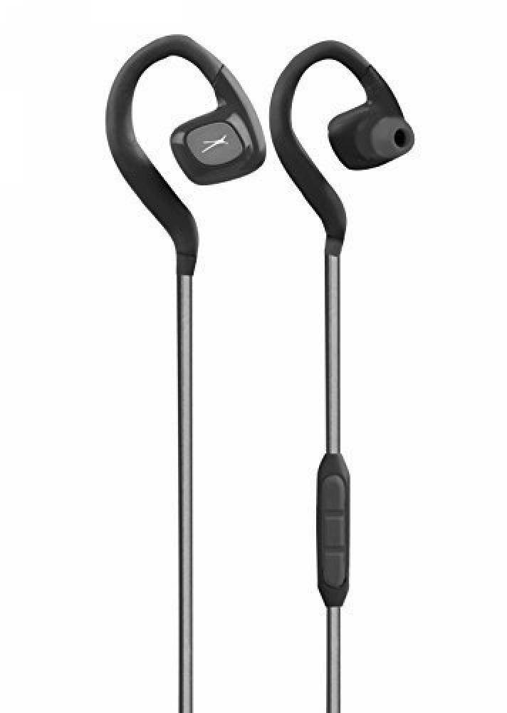 Altec Lansing MZX499 Waterproof Sweatproof Flexible Adjustable Ear Tip Behind The Ear Earbuds Headphones with Microphone, Black