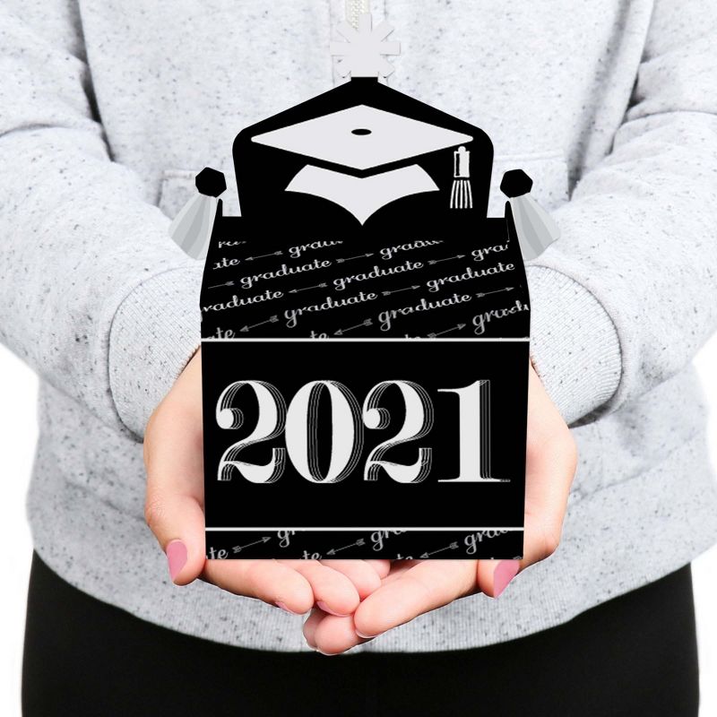Big Dot of Happiness Graduation Cheers - Treat Box Party Favors - 2021 Graduation Party Goodie Gable Boxes - Set of 12