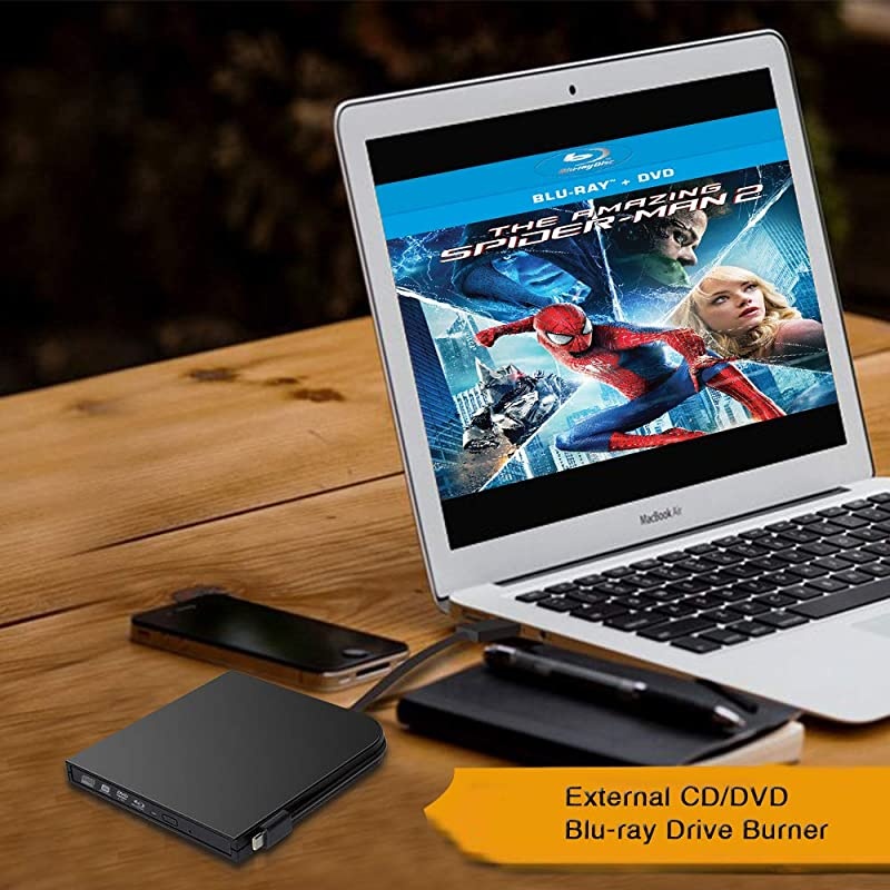 Bluray DVD Drive Portable USB 20 3D Bluray CD Burner UltraThin USB 31 TypeC USBC Bluray DVD CD Player BDROM Superdrive for PC Computer Desktop Blue