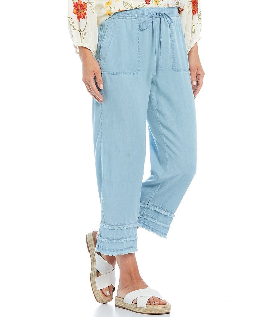 John Mark Chambray Pull-On Tie Waist Cargo Pocket Pants