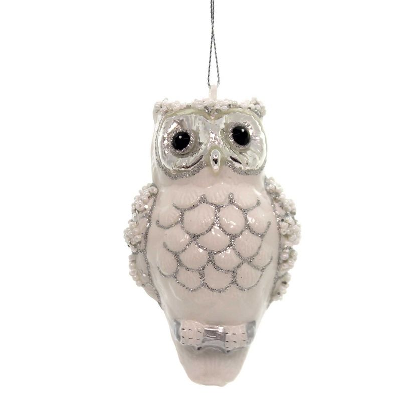 Holiday Ornaments 4.0" Sparkle Owl Bird Christmas Wisdom  -  Tree Ornaments