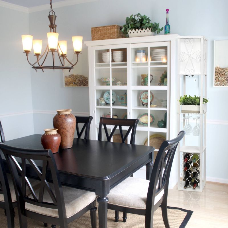 Etagere Storage Shelf Floor Lamp with Linen Shade White - Simple Designs