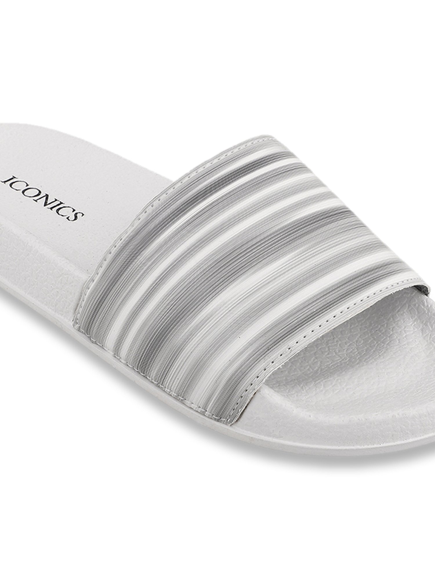 Iconics Women's White & Grey Slides