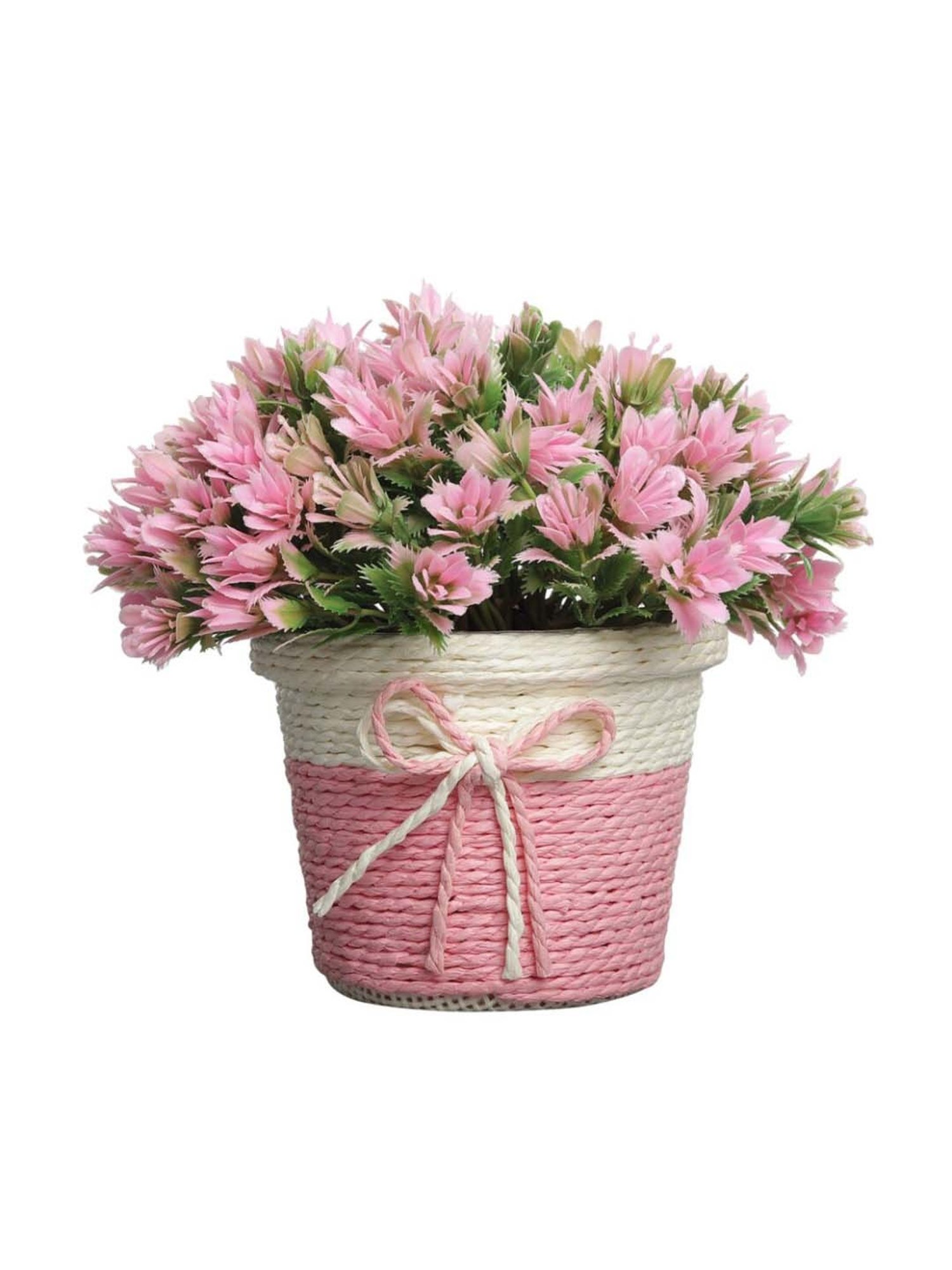 Foliyaj Multicolor Plastic Artificial Flower Plant With Pot - Set of 2