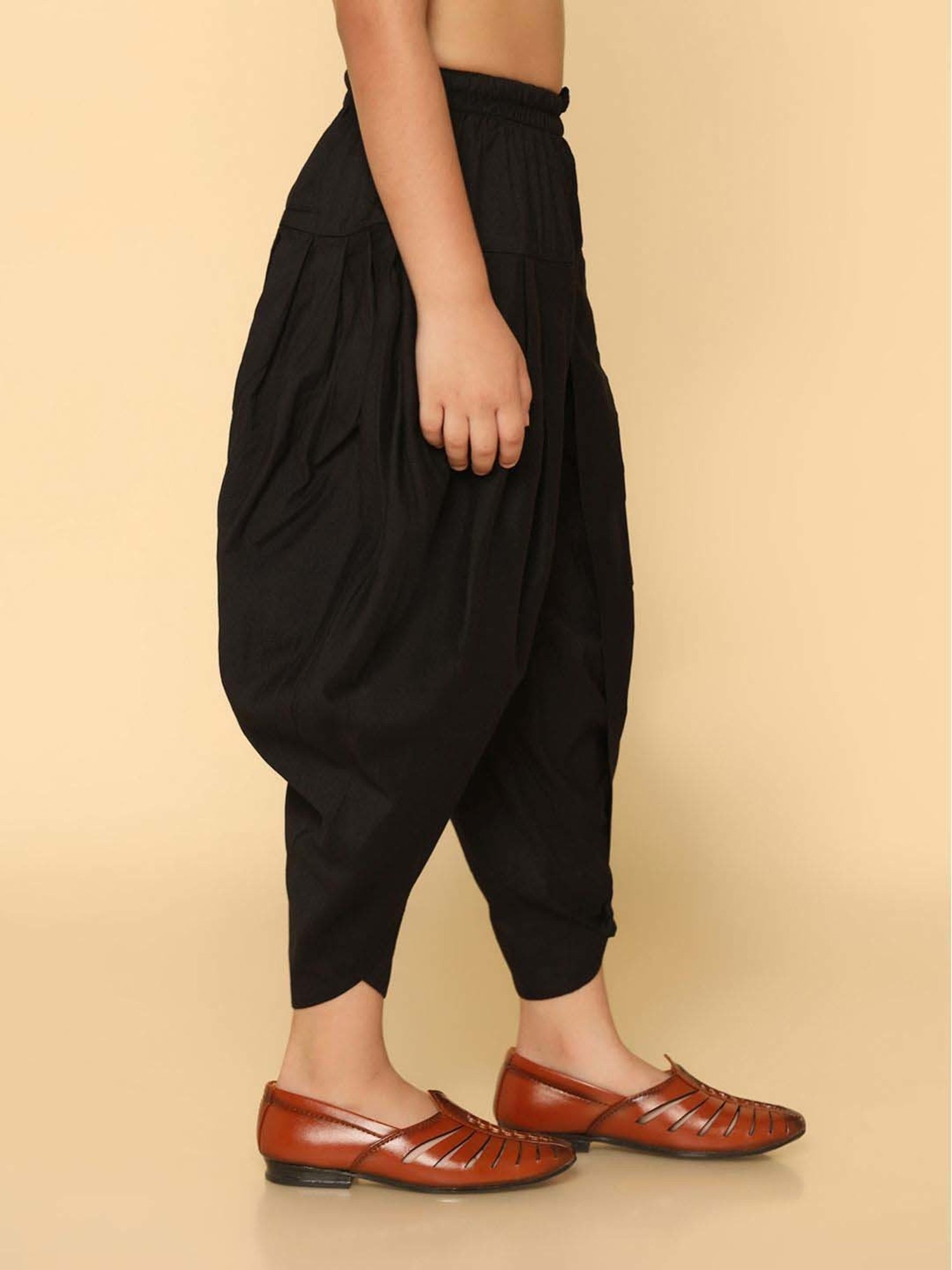 KISAH Kids Black Cotton Regular Fit Dhoti Pants