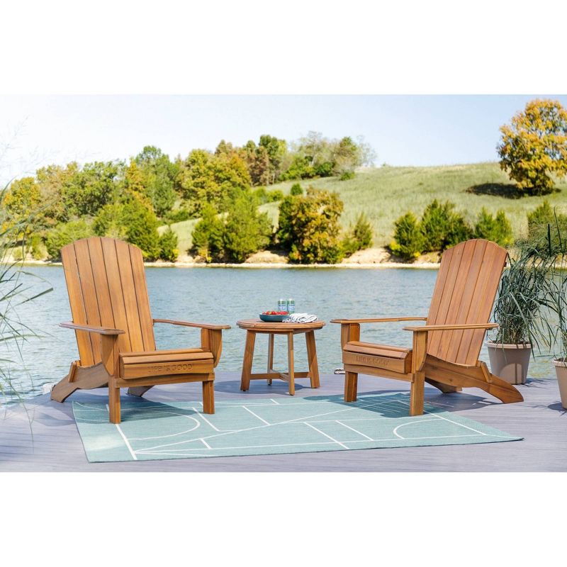 Adirondack 3pc Folding Chairs & Side Table Natural - Life is Good