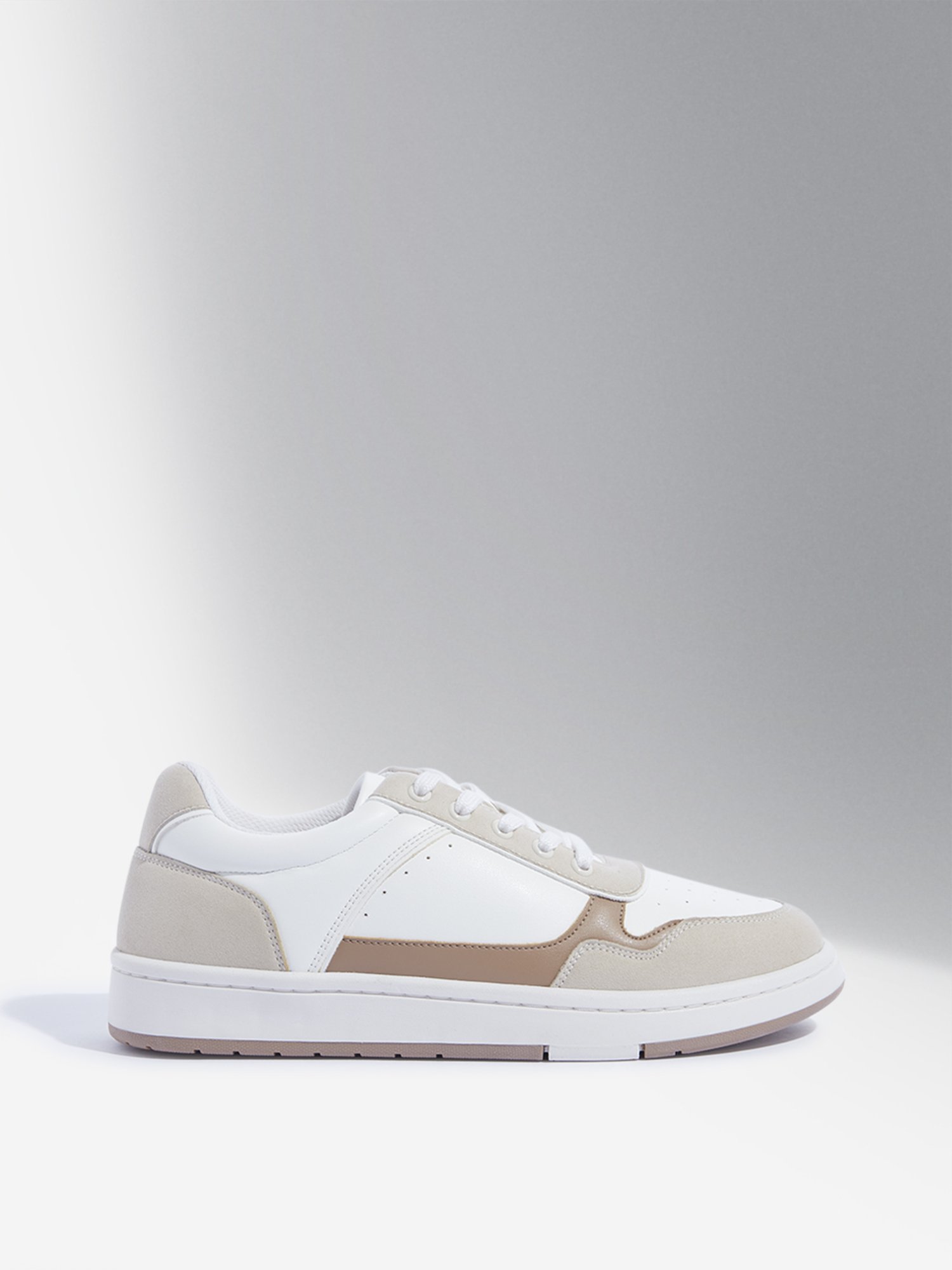 LUNA BLU by Westside Taupe Colour-Blocked Lace-Up Sneakers