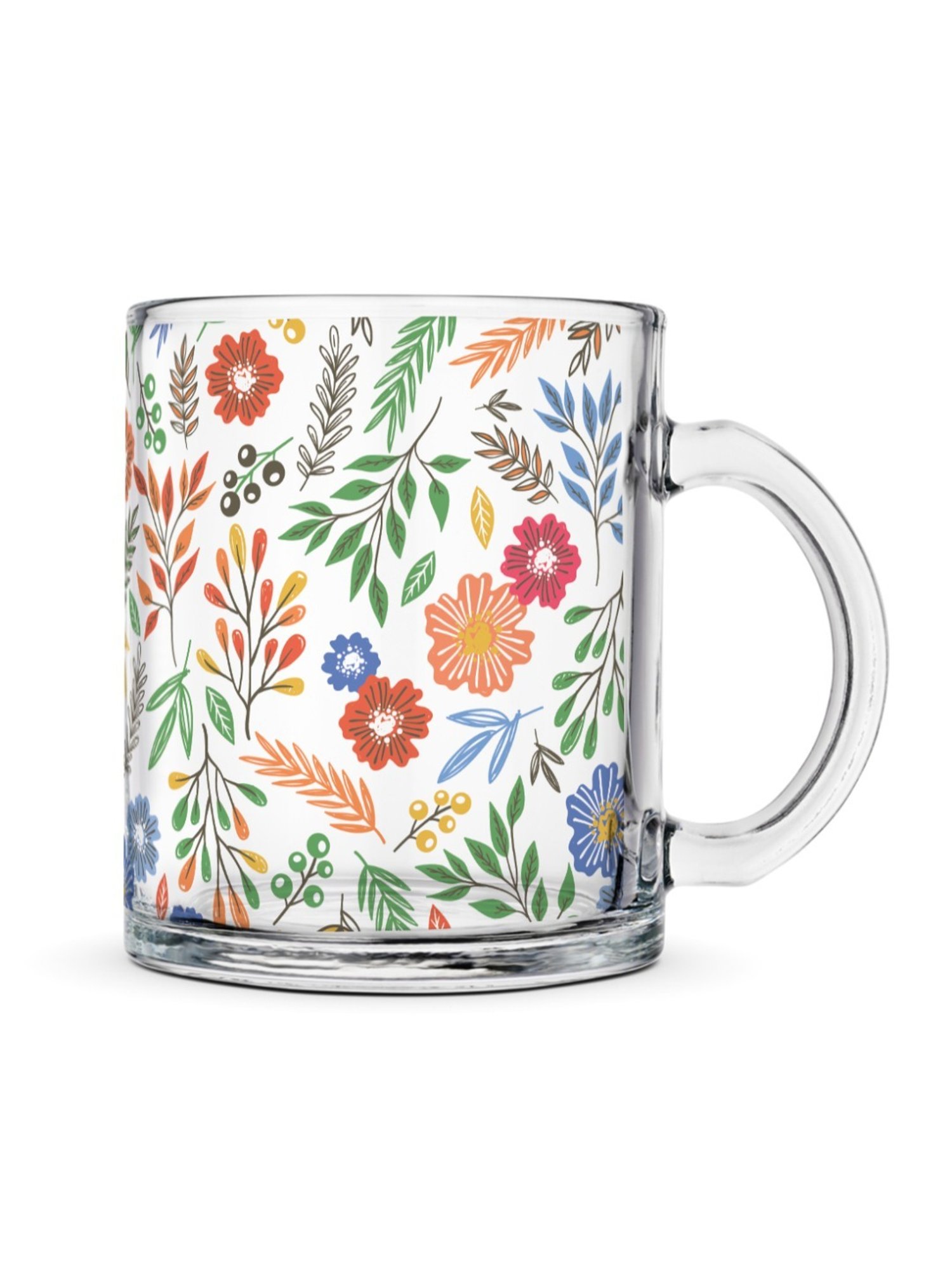 Gathari Floral Transparent Glass Coffee Mug