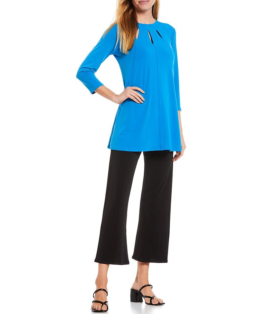 Eva Varro Five Beams Crew Keyhole Neck 3/4 Sleeve Tunic