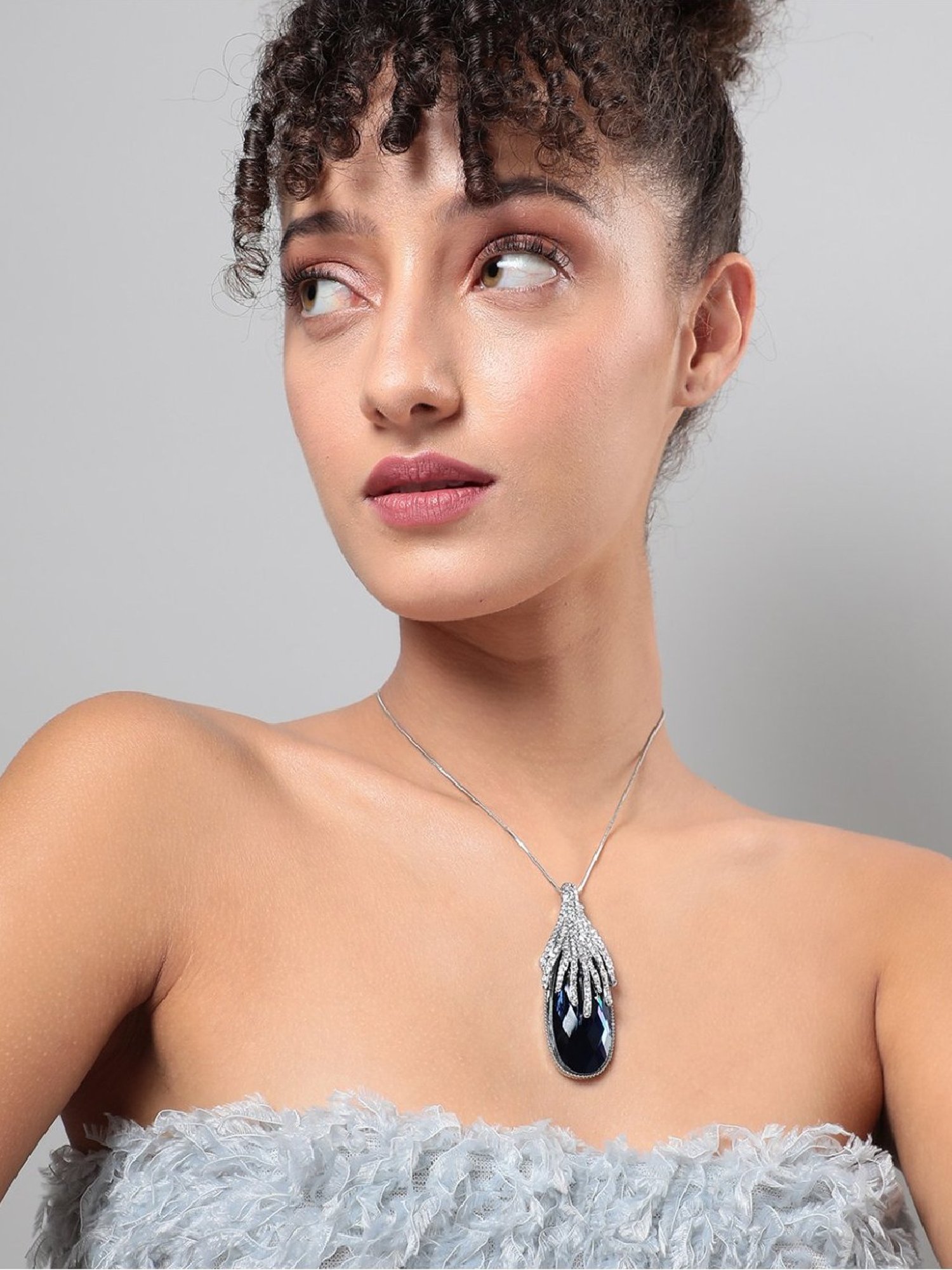 Sohi women's crystal vortex pendant sapphire blue