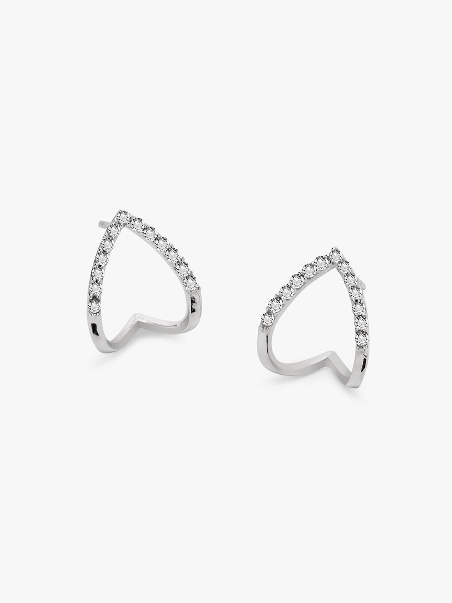 March by FableStreet Sterling Silver White Zircon Stud Earrings for Women