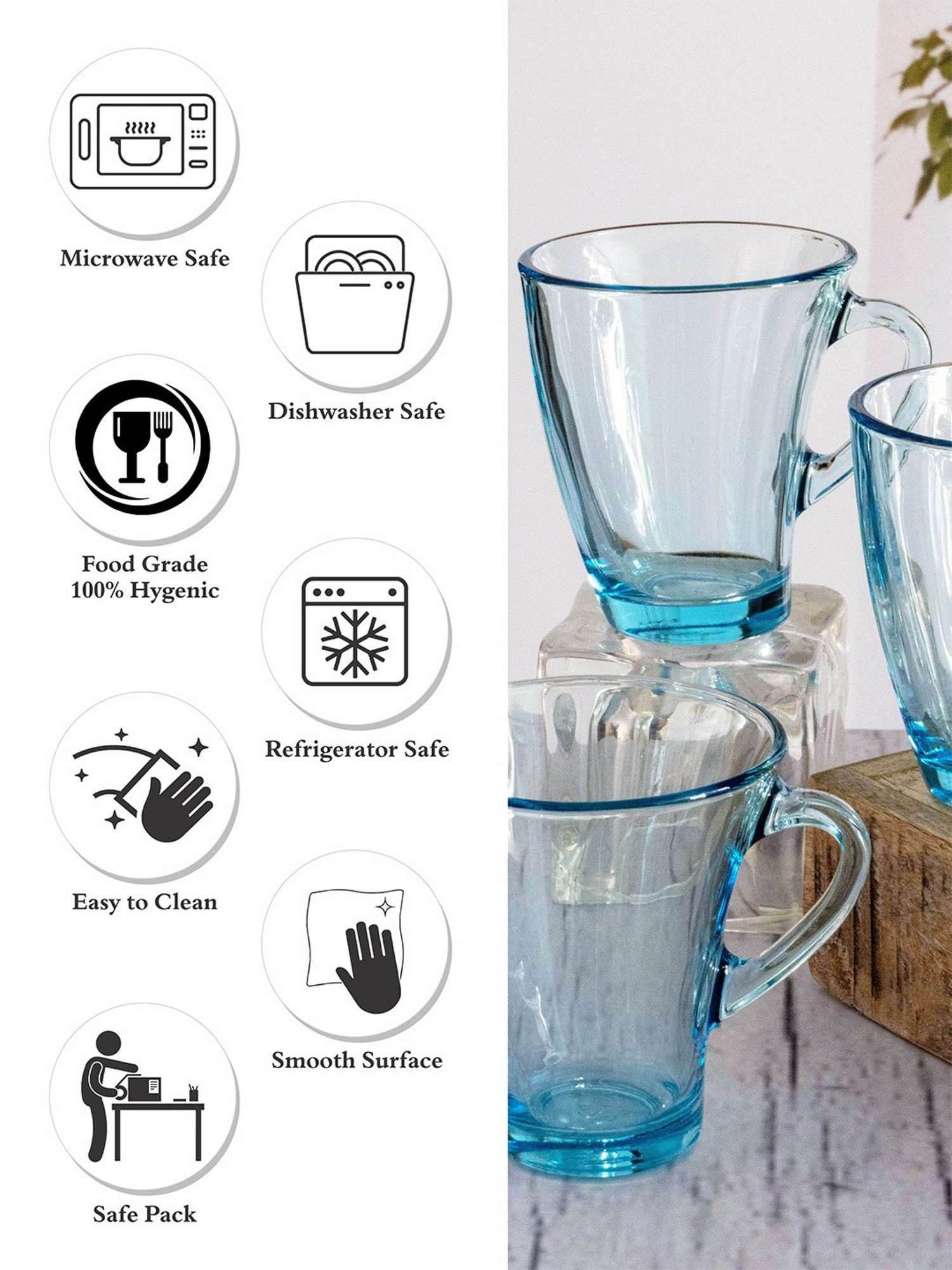 Pasabahce Transparent Glass Penguen Small Coffee Mugs - Set of 6 (170ml)