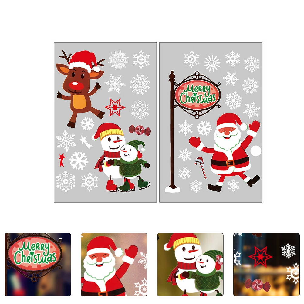 1 Sheet Christmas Theme Wall Stickers Decoration Adorable Window Stickers