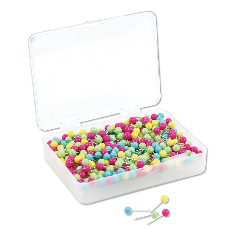 U Brands Map Push Pins, Plastic, Assorted, 1/2", 300/Pack 3086U0624