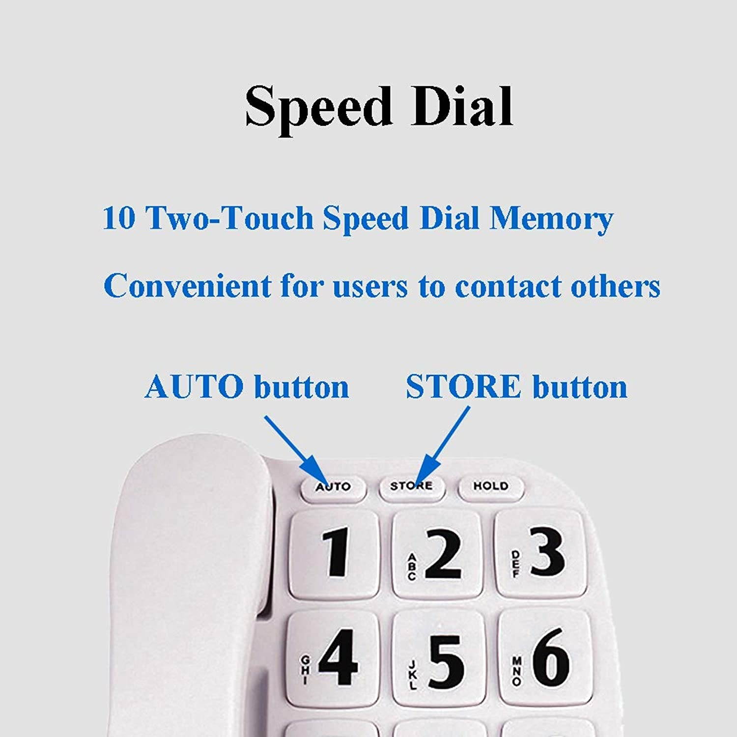 JeKaVis JF11W Big Button Corded Phone for Elderly Amplified Phones for Hearing Impaired Seniors with Loud Handsfree Speakerphone
