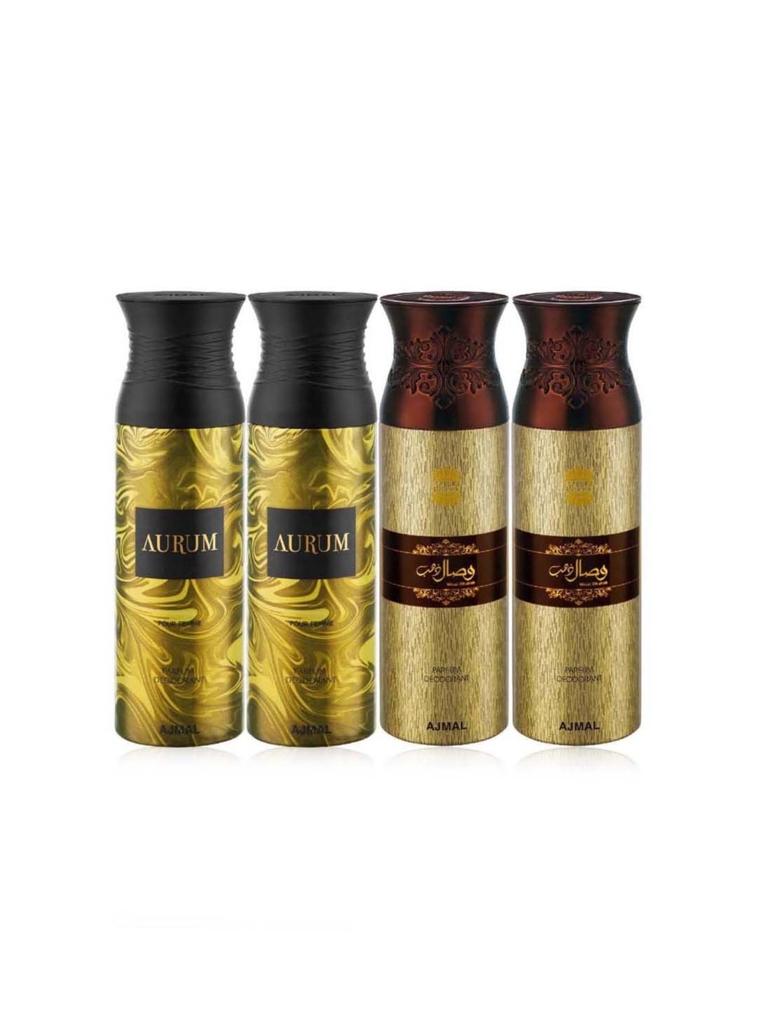 Ajmal Aurum & Wisal Dhahab Deodorant Spray for Unisex - Pack of 4