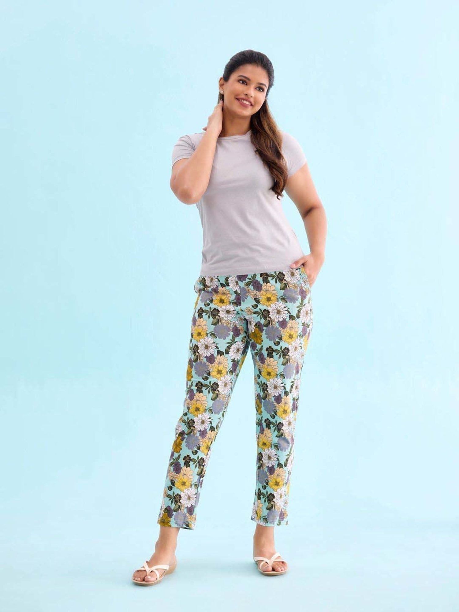 Go Colors! Green Cotton Printed Lounge Pants