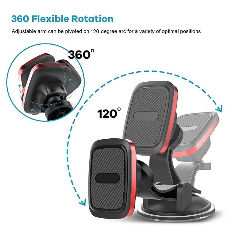 Car Phone Mount with Adjustable Arm Universal Dashboard Windshield Cell Phone Holder for Car Dash Strong Gel Suction Compatible with iPhone 11 11pro Xs XS Max XR 8 7 Samsung S10 S9 S8 S7
