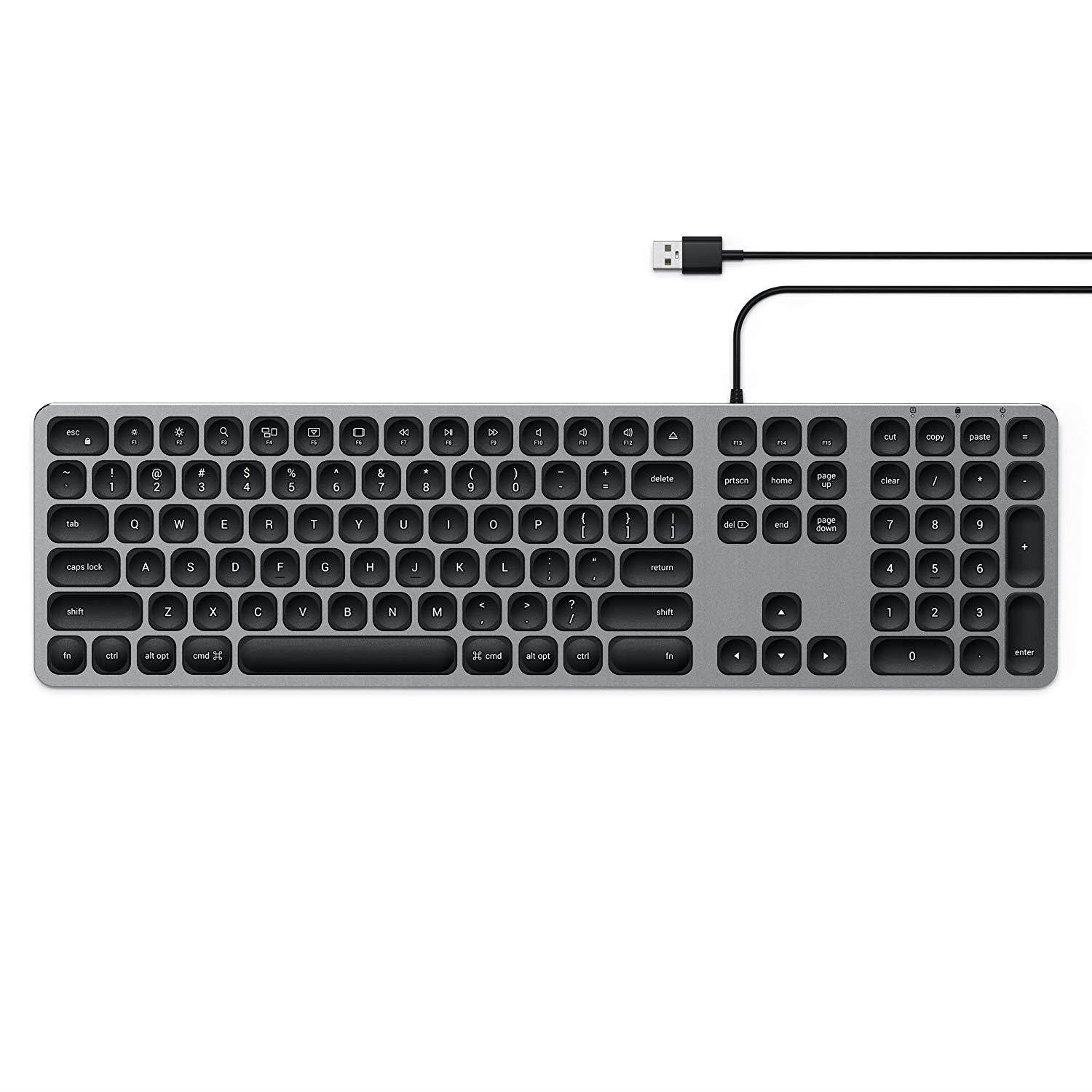 Satechi Aluminum USB Wired Keyboard with Numeric Keypad - Compatible with iMac Pro, iMac, MacBook Pro, MacBook Air and MacOS Devices (English, Space Gray)