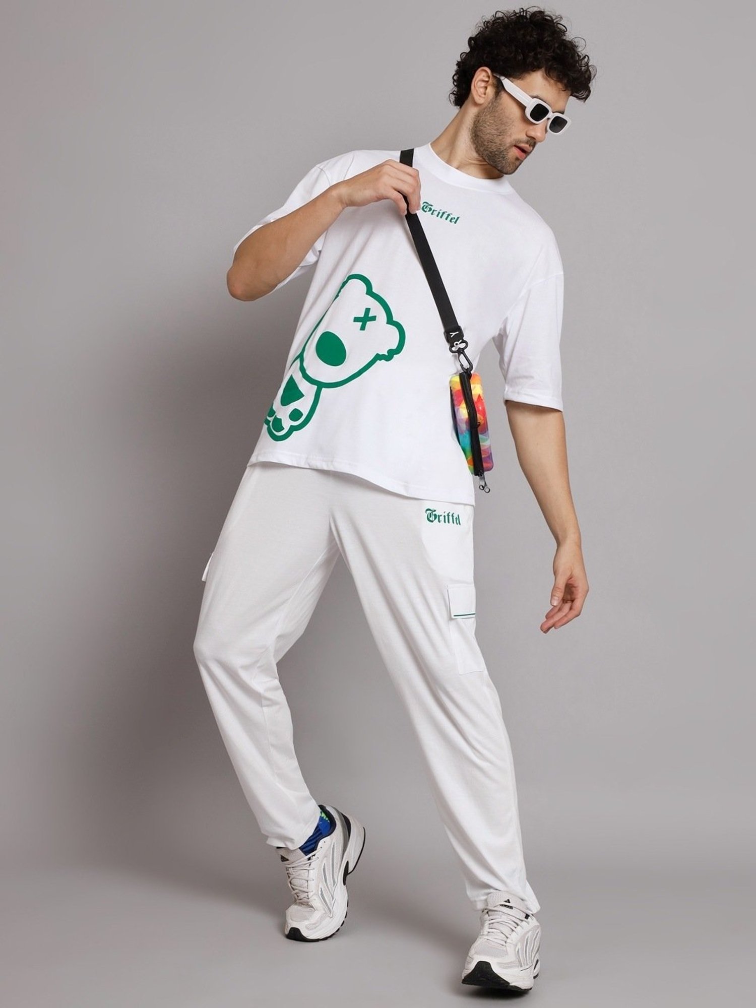 Griffel White Cotton Loose Fit Printed Co-Ord Set