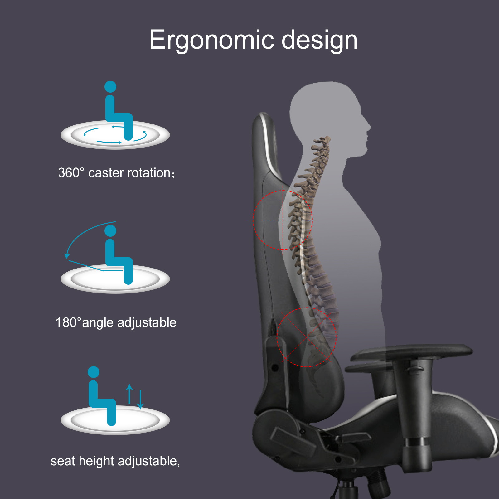 Goaic Gaming Chair Office Desk Chair Ergonomic High Back PC Desk Chair Adjustable 3D Armrests Gamer Chair, Computer Gaming Recliner Chair with Headrest and Lumbar Pillow Support (Black/Bule)