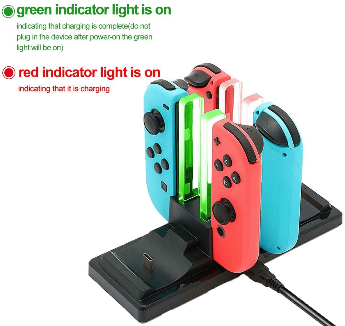 6 In 1 Charger Dock for Nintendo Switch Joy-Con Controllers and Pro Con,Controller Charging Dock for Nintendo Switch