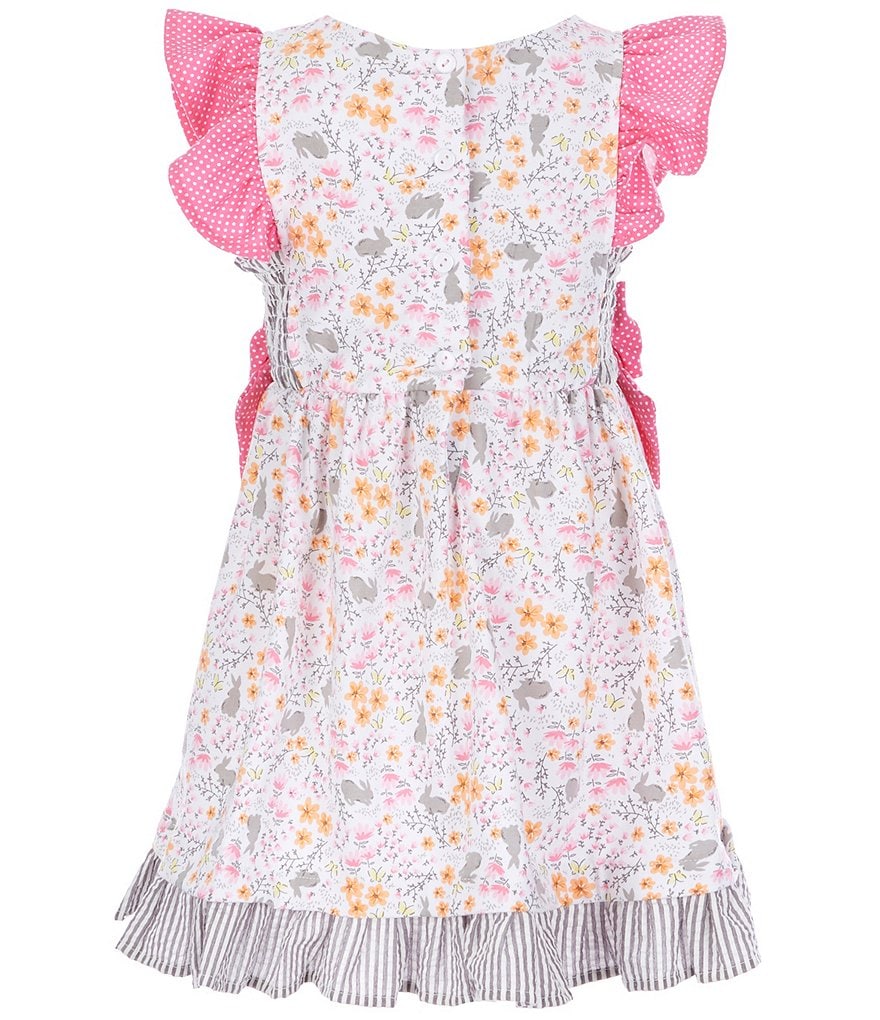 Rare Editions Little Girls 2T-6X Side-Bows Bunny/Floral Fit-And-Flare Dress