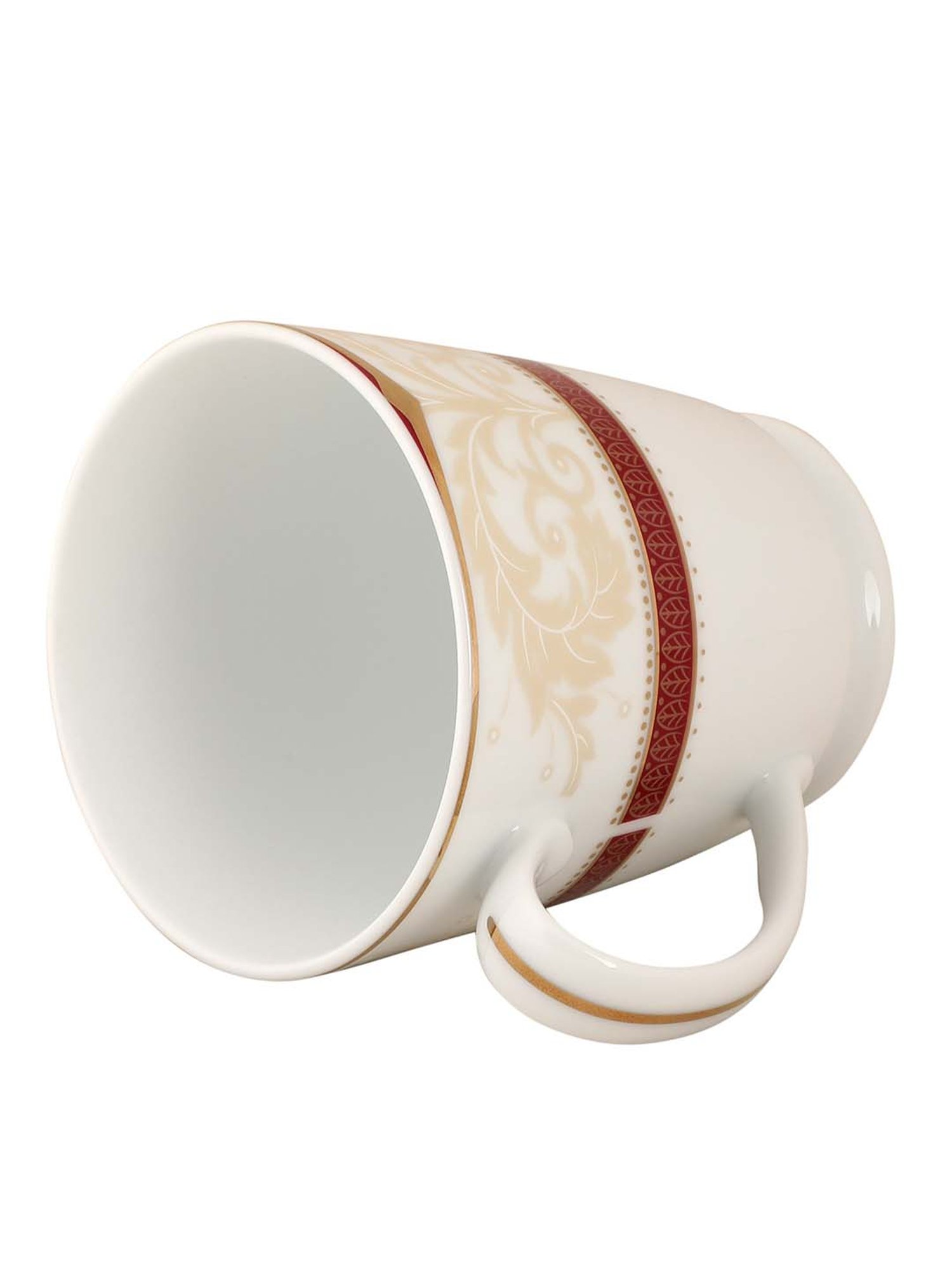 NORITAKE Hearth Off-White & Red Porcelain Queen's Fountain Tea Mug (0.37 L) - Set of 2
