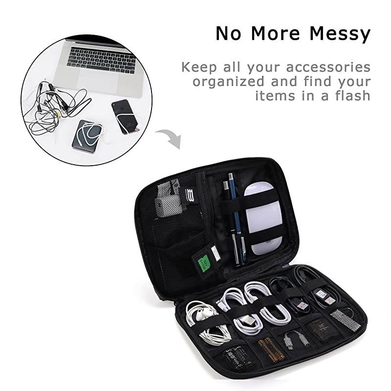 Travel Universal Cable Organizer Electronics Accessories Cases Various USB Phone Charger Cable Monochrome