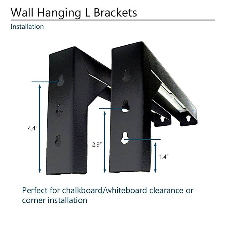 12quot Black Universal Projector Screen LBrackets Reinforced Single Metal Welded Construction Wall or Ceiling Mount Includes Hooks and Hardware Model ZVMAXLB12B