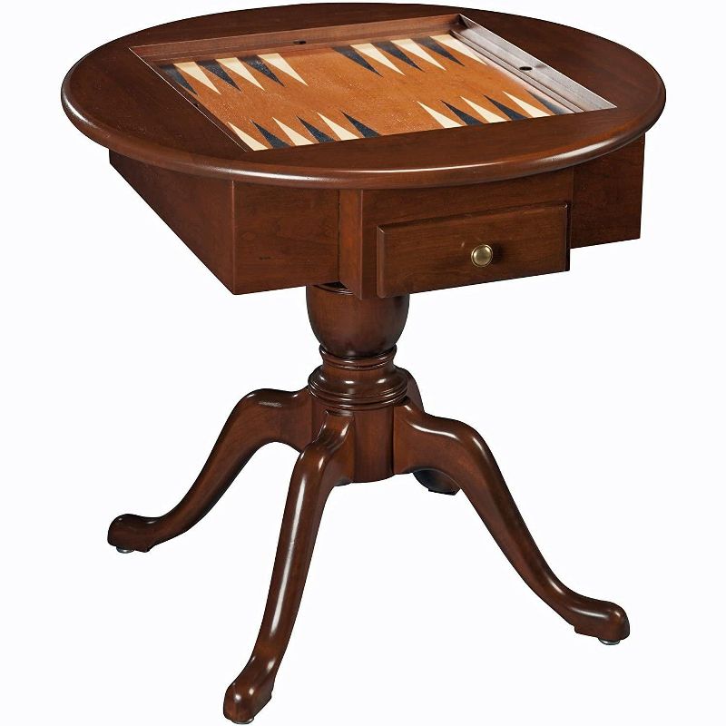 WE Games Round Pedestal Game Table, Solid Cherry Wood - Chess, Checkers & Backgammon (Made in USA)