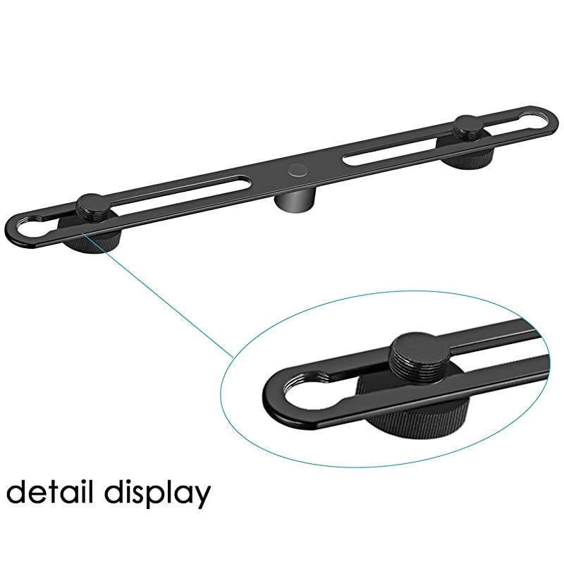Adjustable Microphone Bar Zinc Alloy Construction with 5/8-inch Screws for Holding 2 Mics or Boom Arms, Shock Mounts in Vocal Recording Broadcasting and Press Conference
